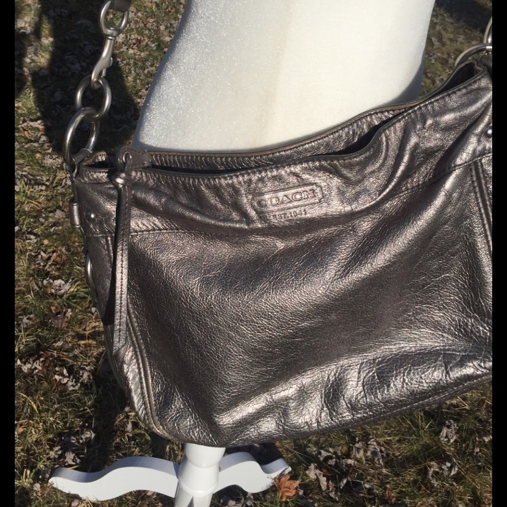 Coach’s Steel Gray Zippered Hobo - Picture 2 of 13